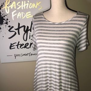 Gray and White Striped Tunic M